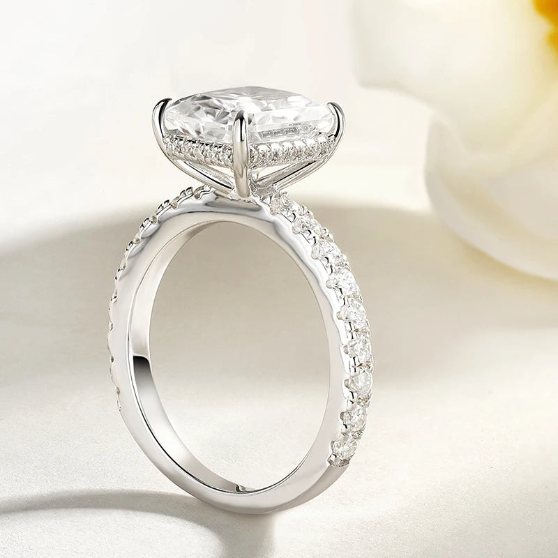 BXINY Full Moissanite Ring Sets 100% S925 Silver for Women Emerald/Radiant Cut Diamond Wedding Bands Gifts Fine Jewelry With GRA
