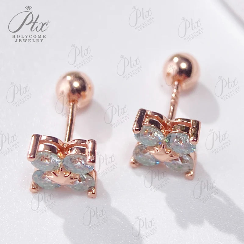 Moissanite Stud Earrings 925 Sterling Silver Screw-Back Piercing Ear Jewelry for Women Men Gifts