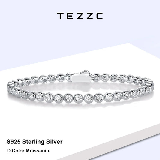 Tezzc Full Moissanite Tennis Bracelet Original 925 Sterling Silver Bubble Bracelet with Certificate Jewelry Women's Trendy Gift