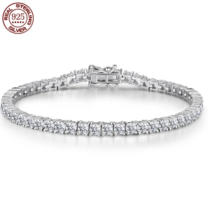 100% Real Moissanite Tennis Bracelet 925 Sterling Silver Plated 18K Gold with GRA Bracelet for Women Man Sparkling Party Jewelry