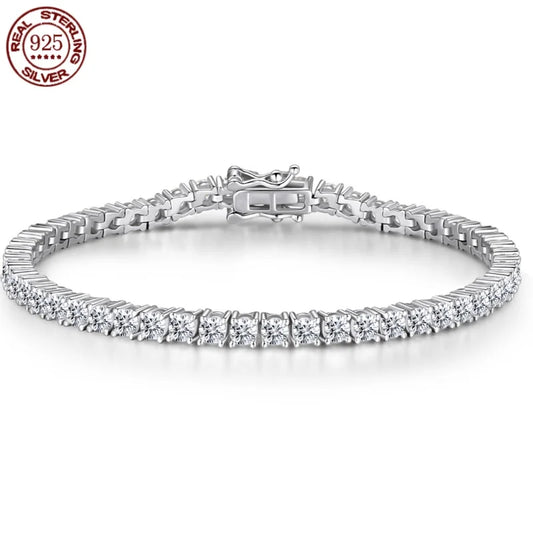 100% Real Moissanite Tennis Bracelet 925 Sterling Silver Plated 18K Gold with GRA Bracelet for Women Man Sparkling Party Jewelry