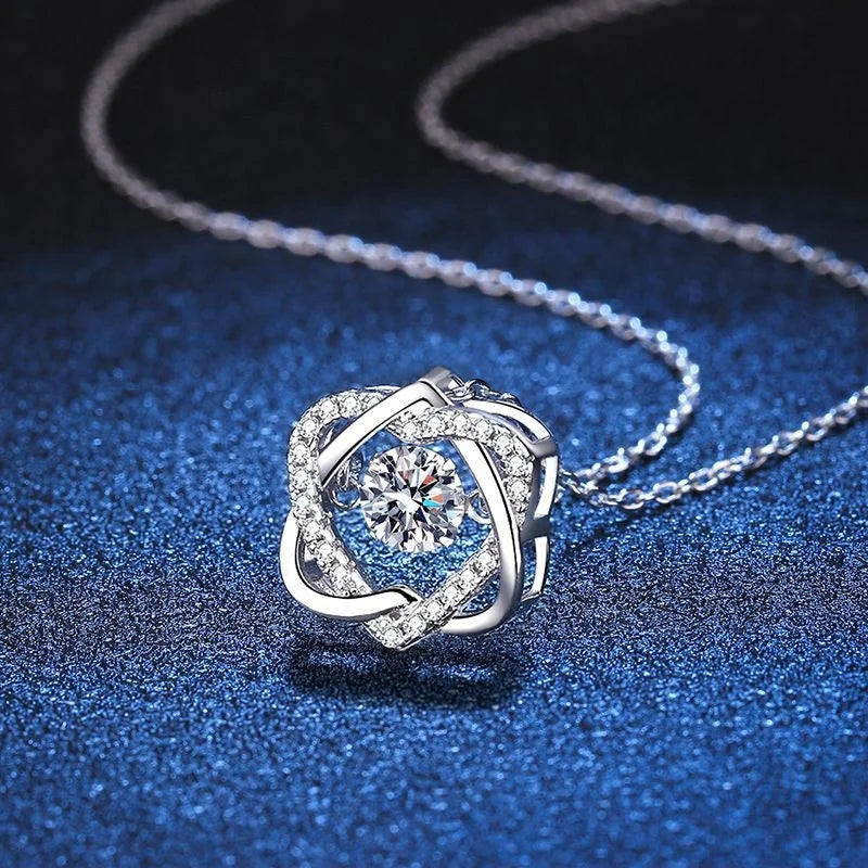 Moissanite Necklace For Women 100% Sterling S925 Silver With White Gold Plated Lab Diamond Jewelry Wedding Pendant with O-chain