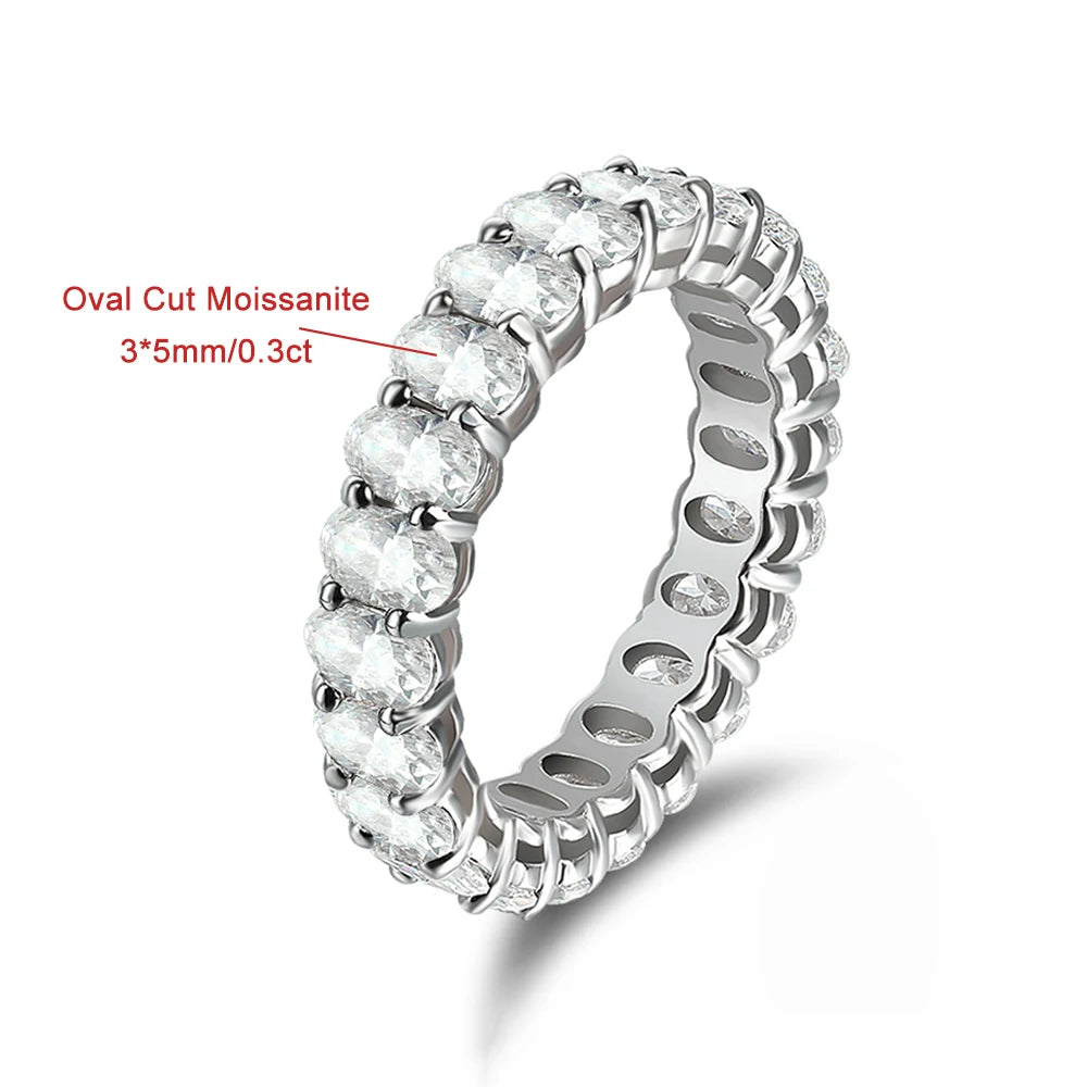 3x5mm Oval Cut Moissanite Eternity Ring for Women 925 Sterling Silver Stackable Band Engagement Wedding Ring Anniversary Jewelry