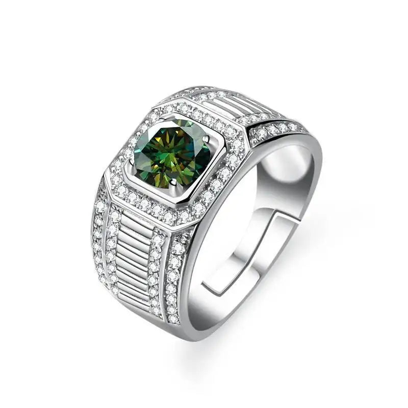 1CT Moissanite Men's Ring 925 Sterling Silver With Bright Fire Color Luxury Couple Wedding Band For Men 2026