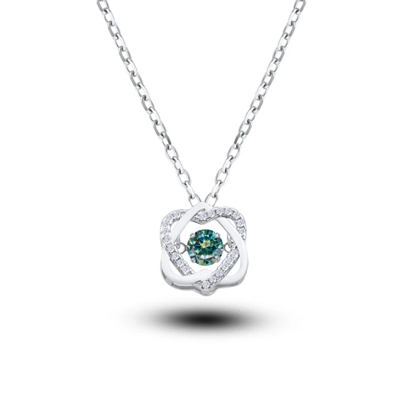 Moissanite Necklace For Women 100% Sterling S925 Silver With White Gold Plated Lab Diamond Jewelry Wedding Pendant with O-chain