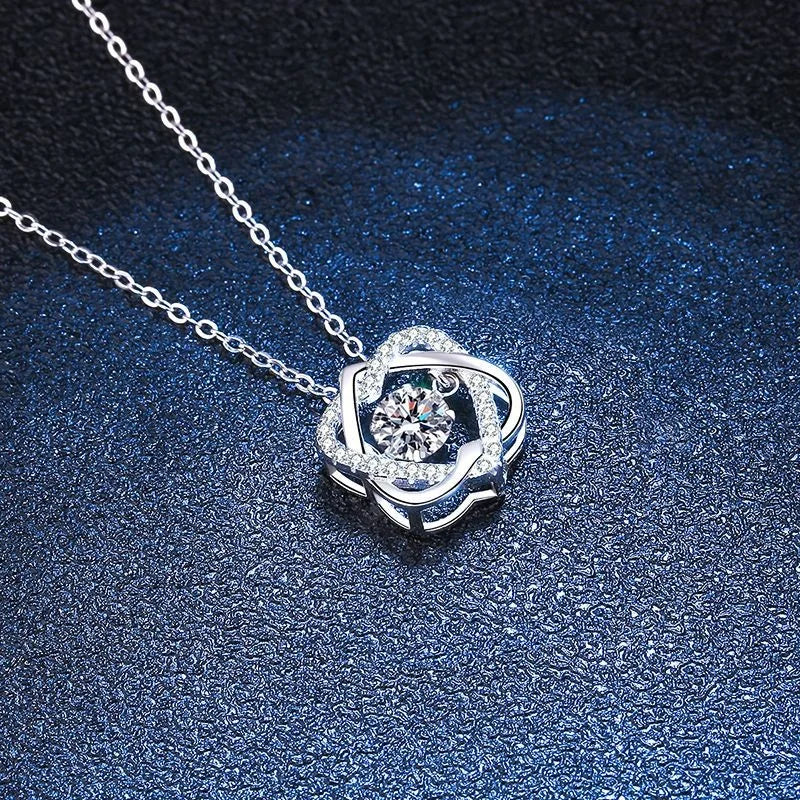 Moissanite Necklace For Women 100% Sterling S925 Silver With White Gold Plated Lab Diamond Jewelry Wedding Pendant with O-chain