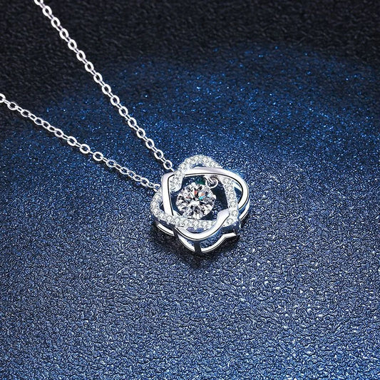 Moissanite Necklace For Women 100% Sterling S925 Silver With White Gold Plated Lab Diamond Jewelry Wedding Pendant with O-chain