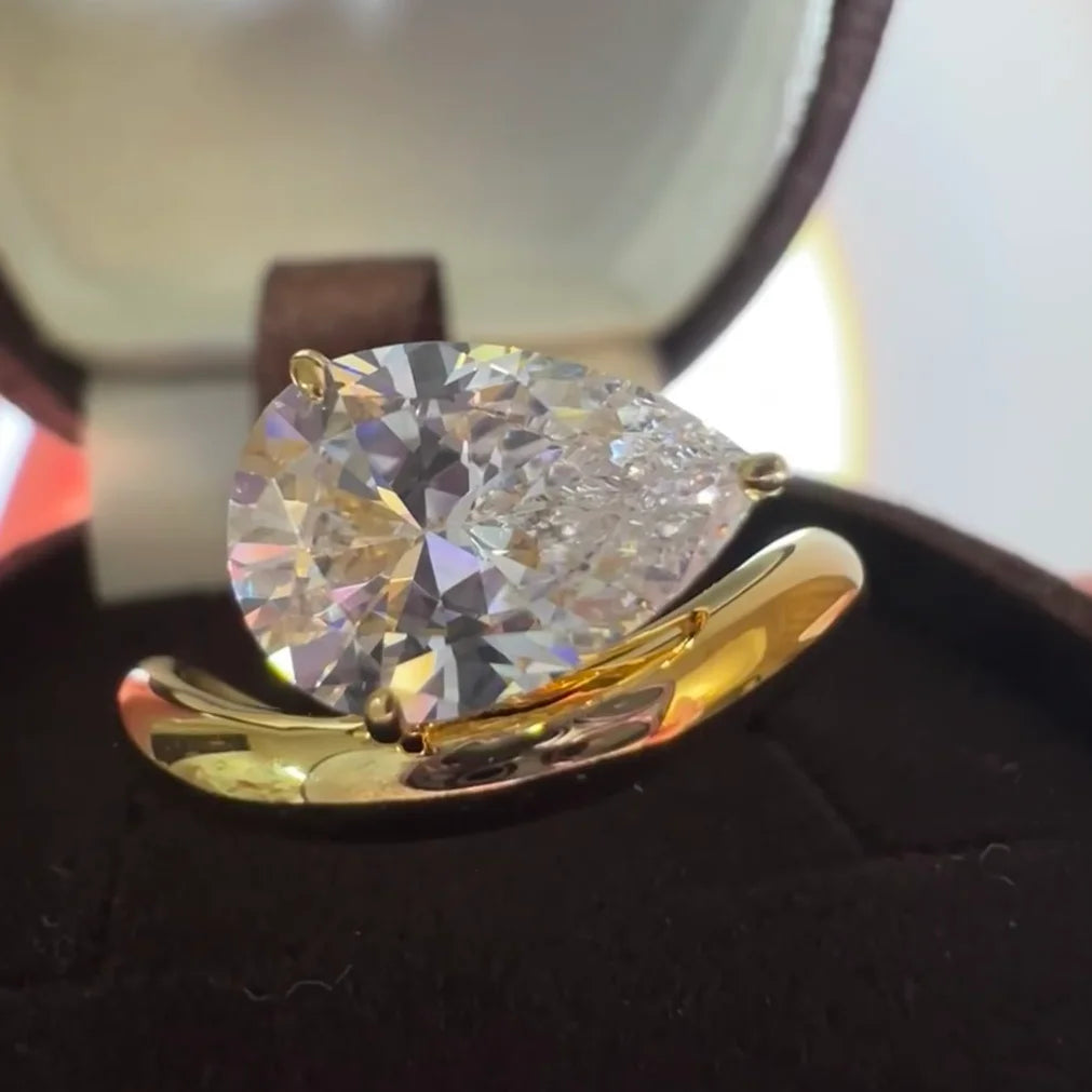 OEVAS 1.5CT 3CT Pear Cut Moissanite Ring For Women 925 Sterling Silver 18K Gold Vermeil Wedding Band With Certificates