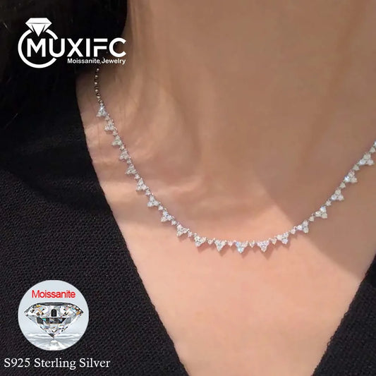 3mm Full Moissanite Tennis Necklace Clavicle Chain Gold Plated