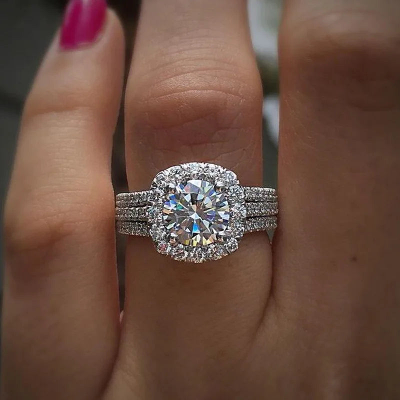 Light Luxury Classic 925 Sterling Silver Square Moissanite Ring as a Jewelry Gift for Women's Engagement Party