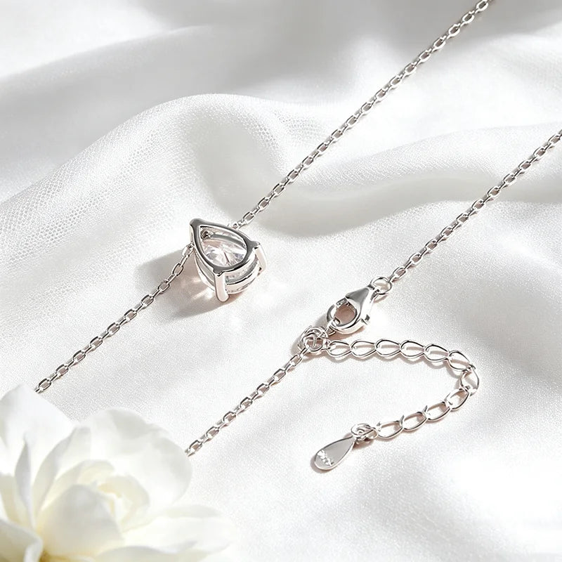 Smyoue Certified 1CT 2CT 3CT 4CT Moissanite Necklace for Women 100% S925 Sterling Silver Pear Cut D VVS1 Pendant Dropshipping