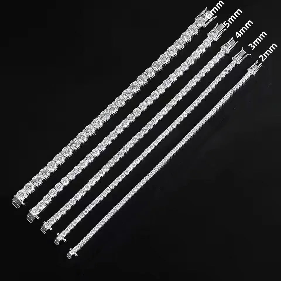 100% Real Moissanite Tennis Bracelet 925 Sterling Silver Plated 18K Gold with GRA Bracelet for Women Man Sparkling Party Jewelry