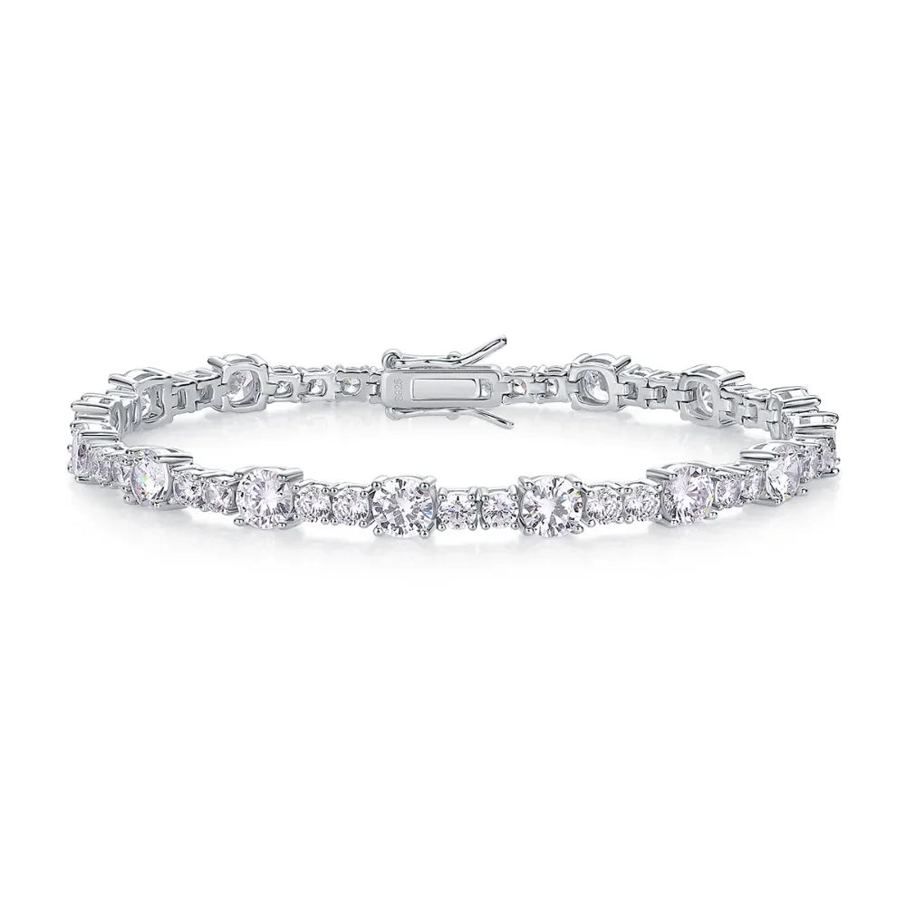 LinkerLove S925 Sterling Silver Bangle for Women 3/5mm Moissanite Diamond Bracelet 18K Gold Plated Wedding Party Luxury Jewelry