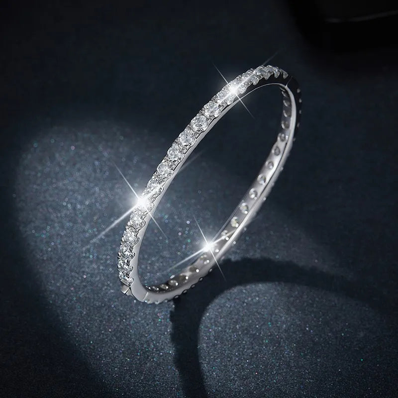 KEEP YES 4.0mm All Moissanite Diamonds Anniversary Bangles Bracelet for Women Men S925 Sterling Silver Bracelets Fine Jewelry