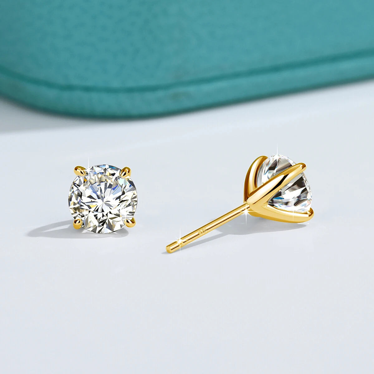 925 Silver Moissanite Round Stud Earrings for Women Men GRA Certified Moissnaites 18K Gold  Plated Ear Studs Wedding Jewelry