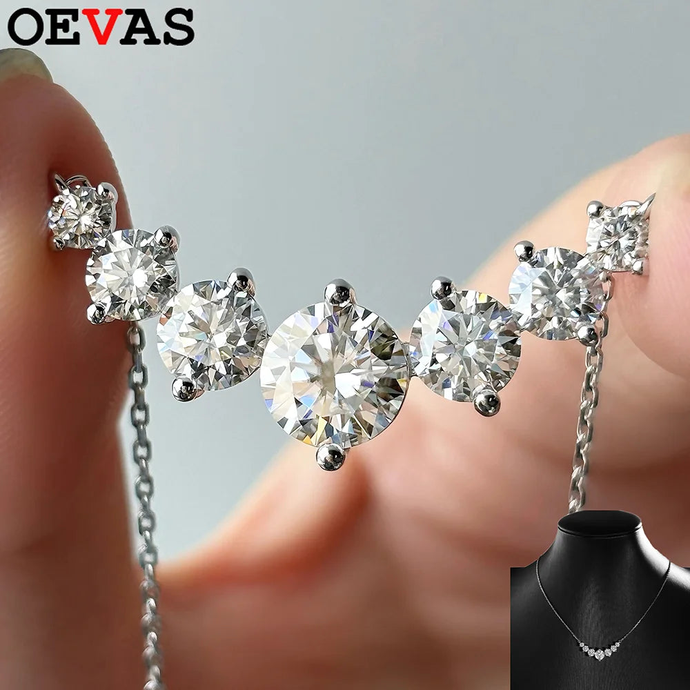 OEVAS 100% 925 Sterling Silver 1.7 Carat Moissanite Diamond Pendant Necklace For Women Luxury Wedding Party Fine Jewelry Gifts