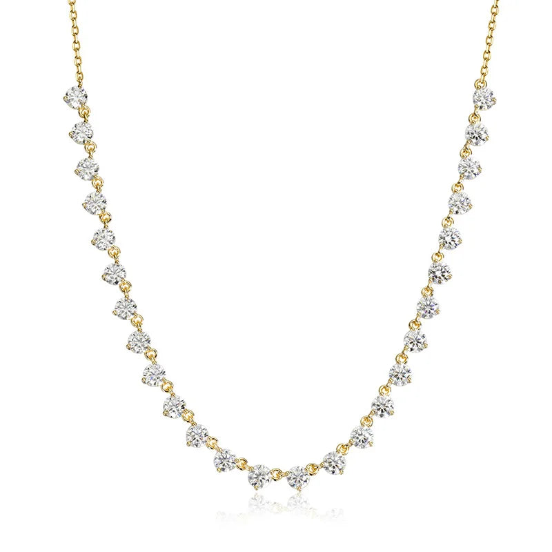 Smyoue 4mm Full Moissanite Choker Necklaces for Women 42cm Adjustable Chain D Color Vvs1 S925 Sterling Silver Tennis Necklace