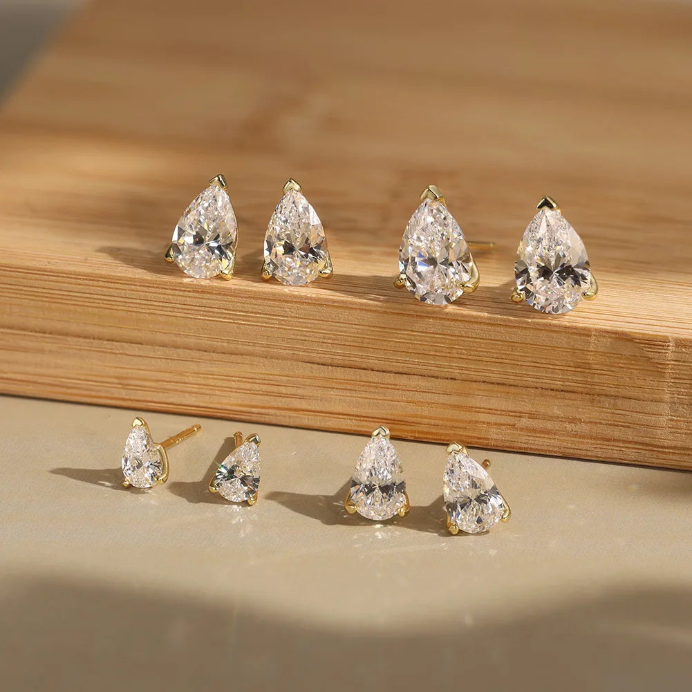 Women Stud Earrings 0.5-2ct Pear Moissanite with Certificate Passed Diamond Test S925 Silve Sparkling Jewelry Gift