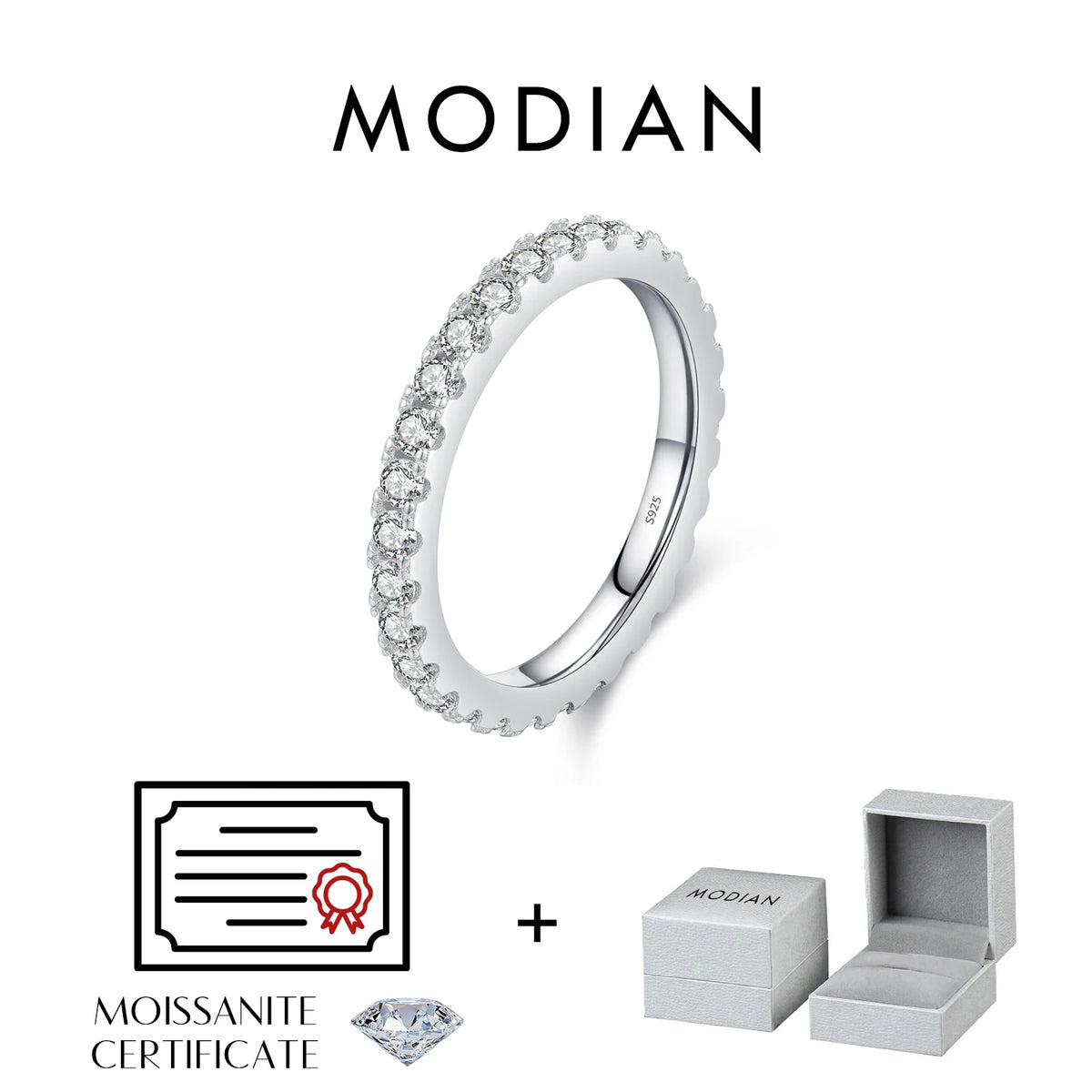 0.05–0.1 CT Crown Moissanite Stackable Wedding Band