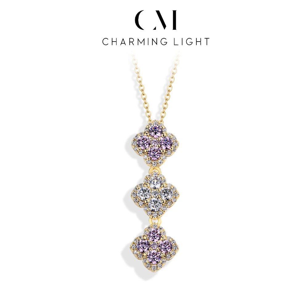 CHARMING Sparkling D Color Moissanite Diamond Necklace 925 Silver Pendant Necklaces Fine Jewelry for Women Gift With Certificate