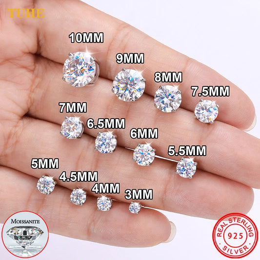 0.1–4 CT Moissanite Stud Earrings
