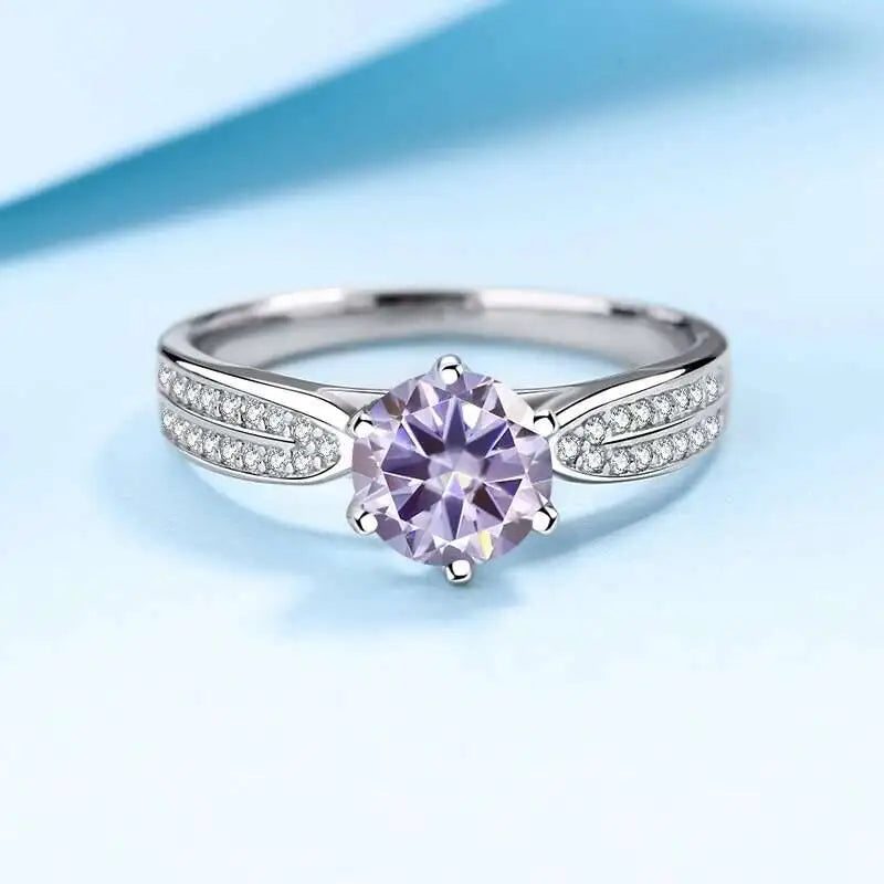 1CT 6.5MM D Color VVS GRA Moissanite Ring For Charm Lady 925 Sterling Silver Female Fine 925 Sterling Silver Jewelry Wholesale