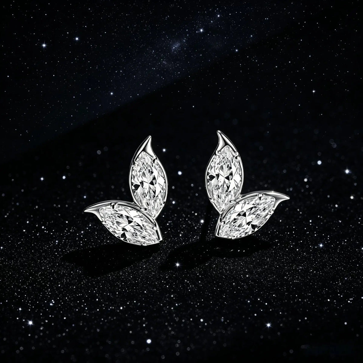 1.5CT D-Color Leaf-Shaped Moissanite Stud Earrings, Platinum Plated S925 Sterling Silver, Exquisite Fine Jewelry for Women