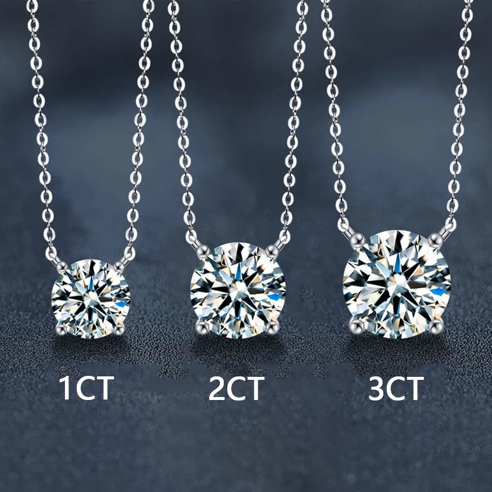 ICEBLING 1-3CT Moissanite Necklace for Women D Color Sparkling Classic Lab Diamon Pendant Sterling Silver 925 GRA