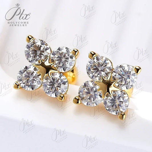 Moissanite Stud Earrings 925 Sterling Silver Screw-Back Piercing Ear Jewelry for Women Men Gifts