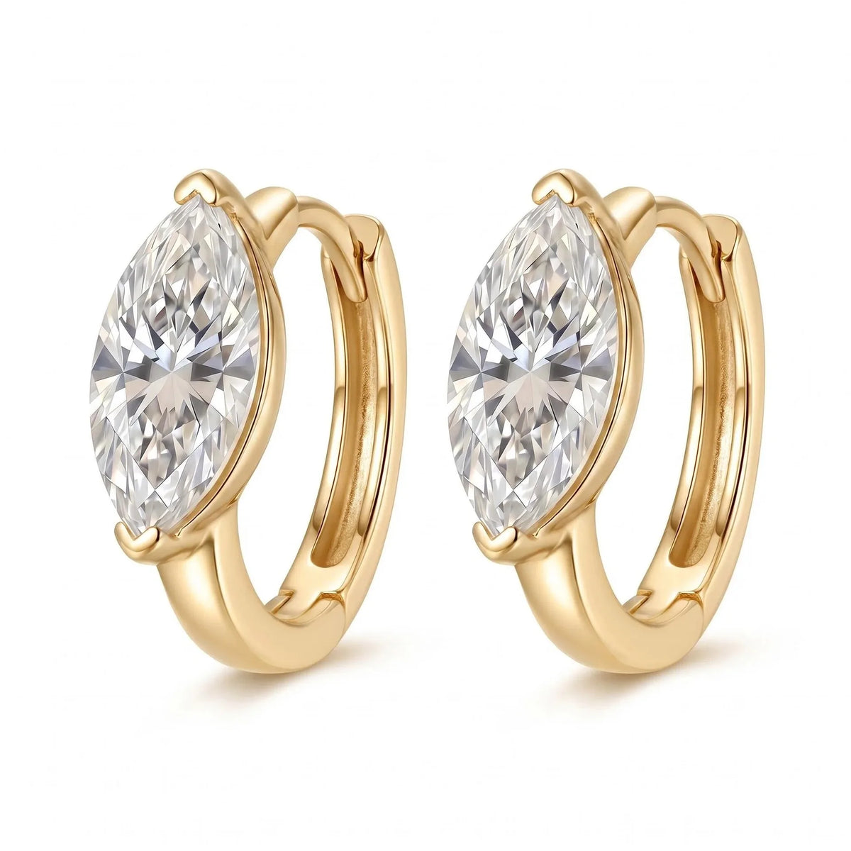 D Color Marquise Cut Moissanite Hoop Earrings 925 Sterling Silver Ear Buckle Earrings for Women Wedding Party Fine Jewelry Gift