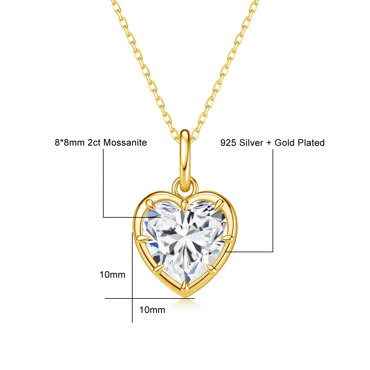 Heart Shape Necklace Pendant 2CT D Color Moissanite 14K Gold Filled for Girlfriend Fiancée Gift  Valentine's Day Gifts Romantic