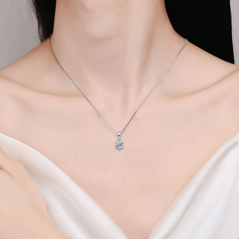 NeeTim 1ct 2ct 3ct 4ct Moissanite Earrings Necklace Sets for Women 925 Silver with White Gold Plated Wedding Party Jewelry Sets