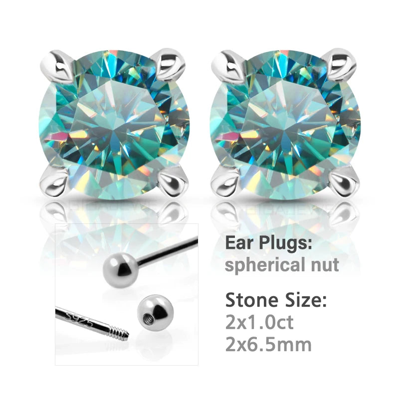 GIGAJEWE 925 Sterling Silver 4-Prong Stud Earrings D Color & Nova Color Moissanite Earrings for Women Fine Jewelry Gift