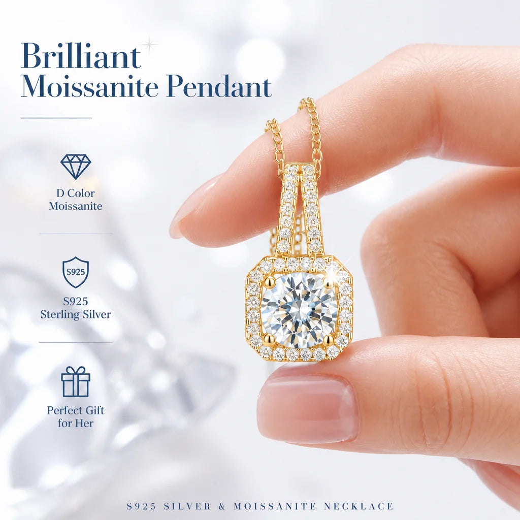 100% Real Moissanite With GRA Ceritificate Jewellry Earrings Necklace Rings S925 Silver Luxury Sparkling Diamond D VVS Gifts