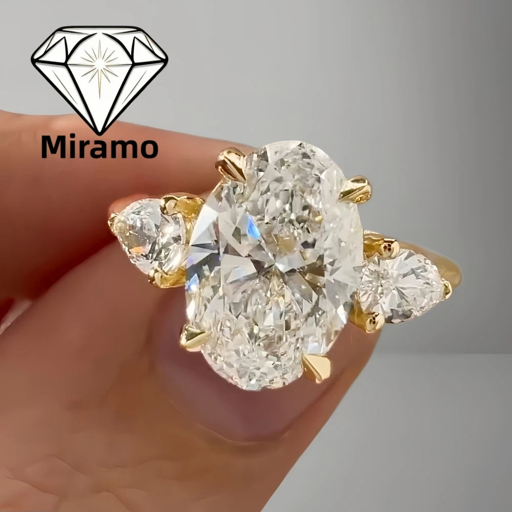 1-8 Ct Oval Cut Moissanite Engagement Ring Oval Three-stone Diamond Wedding Ring for Women 925 Sterling Silver with Certificate