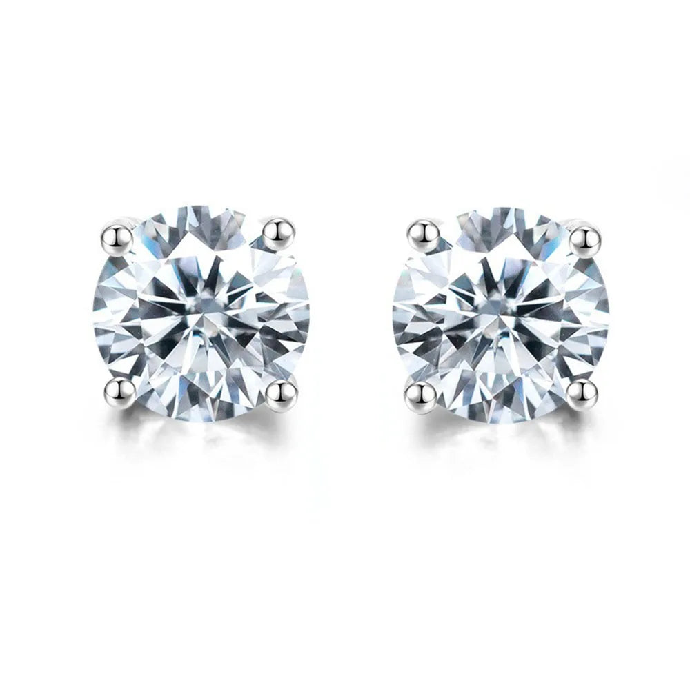 ICEBLING 925 Moissanite Stud Earrings Sterling Silver VVS Round Princess Cut  Screw Ear Studs For Men