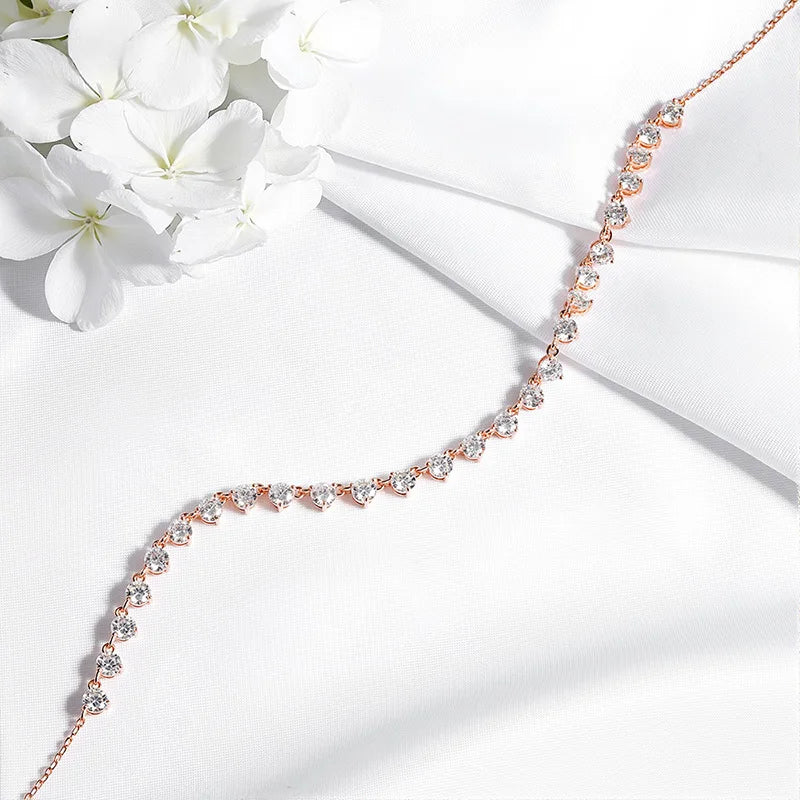 Smyoue 4mm Full Moissanite Choker Necklaces for Women 42cm Adjustable Chain D Color Vvs1 S925 Sterling Silver Tennis Necklace