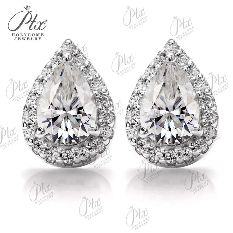 Moissanite Brilliant D White Pear Cut S925 Silver Necklace Earring Set GRA Certified 100% S925 Sterling Silver Wedding Jewelry
