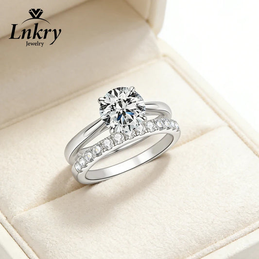 Lnkry 2.0CT Moissanite Bridal Rings Set with Certificate 14k Gold Filled Lad Diamond Wedding Band Ring For Women Jewelry