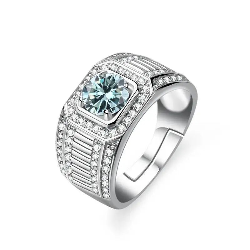 1CT Moissanite Men's Ring 925 Sterling Silver With Bright Fire Color Luxury Couple Wedding Band For Men 2026