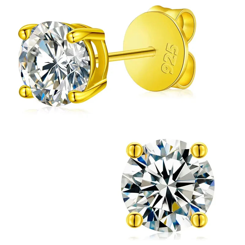 Classic 0.1-4CT Moissanite Studs Earrings for Men Women Test Passed 925 Sterling Silver Gold Plated Fine Jewelry Christmas Gifts