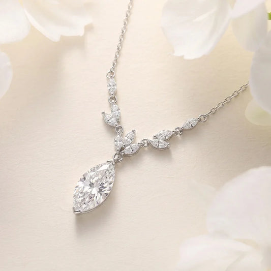 3 CT Marquise Cut Moissanite Necklace