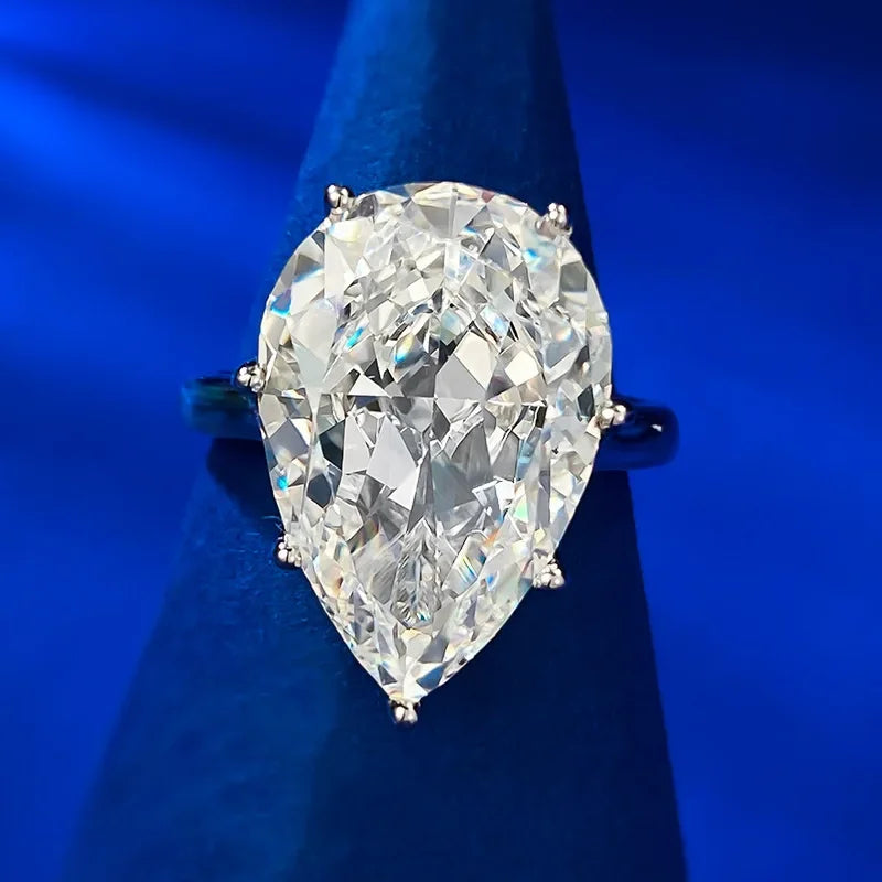 Huge Pear Cut 12*18mm Moissanite Diamond Ring Real 925 Sterling Silver Party Wedding Band Rings for Women Engagement Jewelry