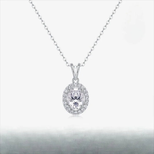 1.5ct Oval D Color Moissanite Clavicle Necklace for Women 925 Sterling Silver Hypoallergenic Pendant Chain Fashion Layering Gift