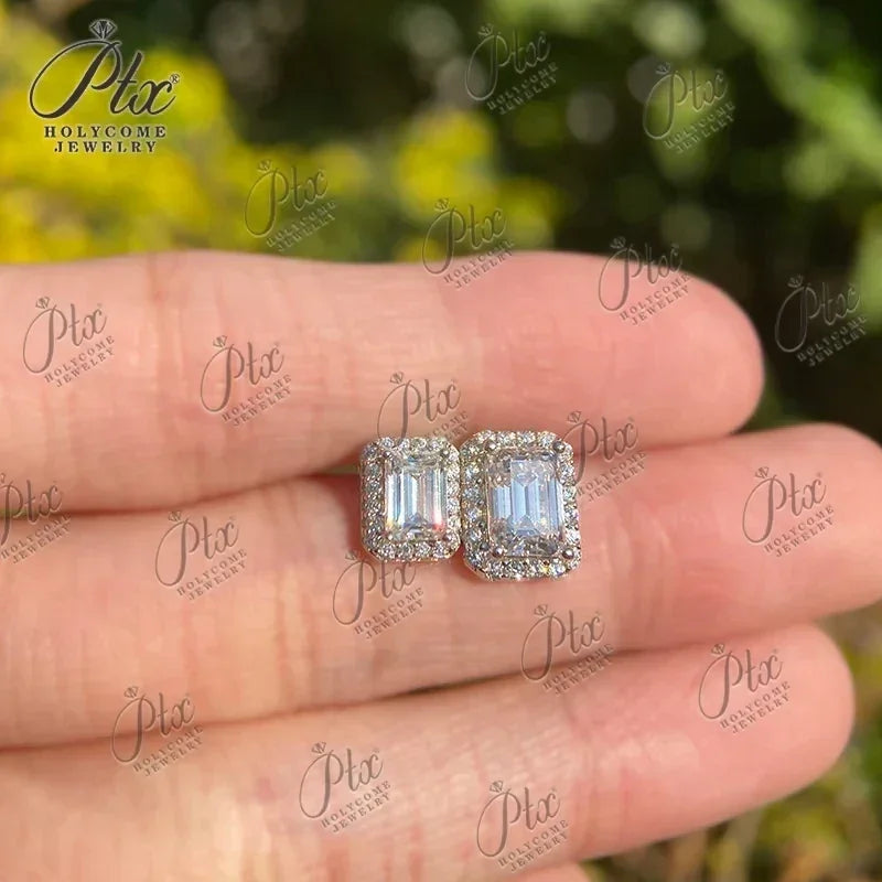 Emerald Cut Earring Necklace Jewelry Sets D Color Moissanite 100% S925 Sterling Silver For Women Fine Wedding Gift GRA Certified