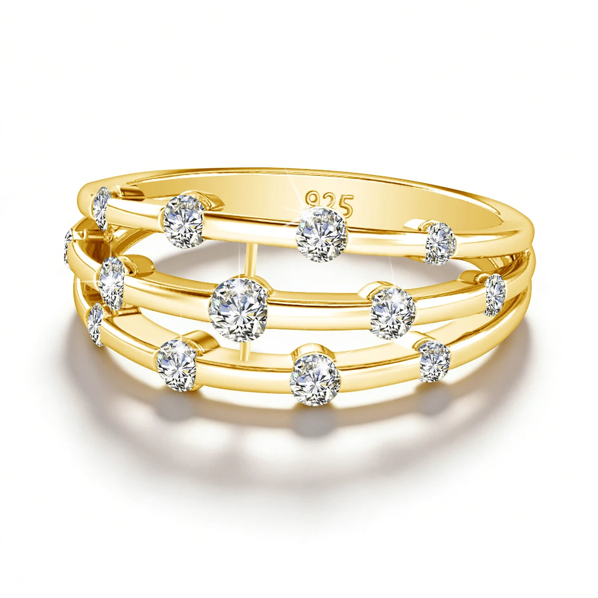 Certificated Moissanite Rings For Women Solid 925 Sterling Silver Eternity Band Wedding Jewelry Gift For Girl Pass Diamond Test