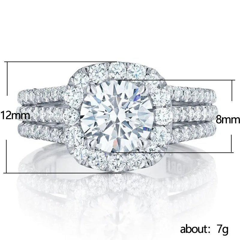 Light Luxury Classic 925 Sterling Silver Square Moissanite Ring as a Jewelry Gift for Women's Engagement Party
