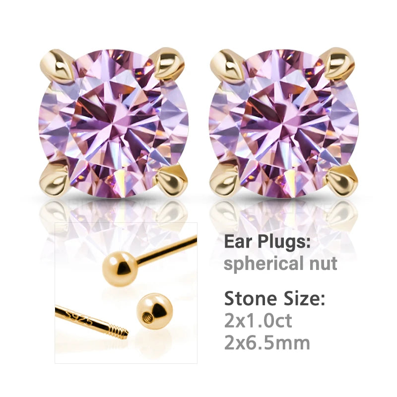GIGAJEWE 925 Sterling Silver 4-Prong Stud Earrings D Color & Nova Color Moissanite Earrings for Women Fine Jewelry Gift