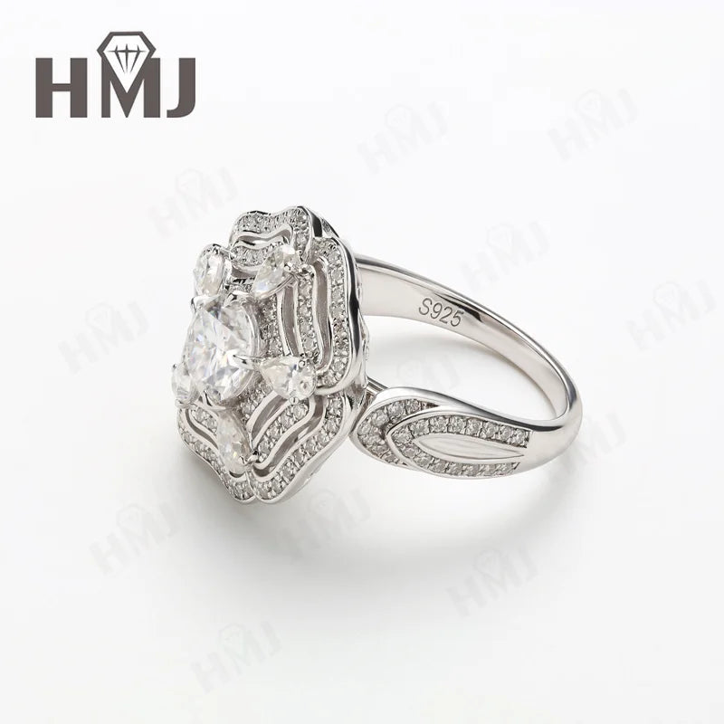 Moissanite Ring Necklace 925 Sterling Silver Dual Purpose Unique Customized Style Jewelry High Quality Hypoallergenic Charms