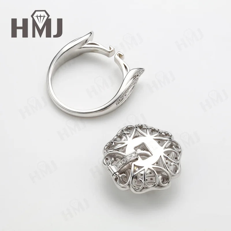 Moissanite Ring Necklace 925 Sterling Silver Dual Purpose Unique Customized Style Jewelry High Quality Hypoallergenic Charms